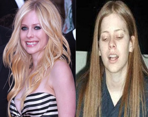 Avril Lavigne without makeup before and after