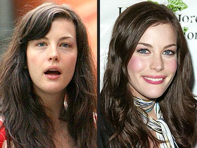 Liv Tyler without and with makeup