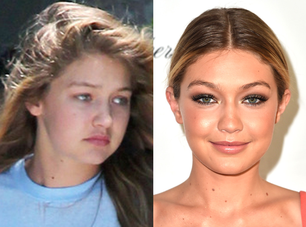 Gigi Hadid without and with makeup