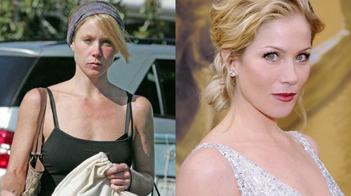 Christina Applegate without and with makeup